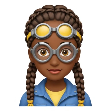 Minion emoji and a smurk like this emoji but a minion so basically that emoji with the goggles and the hair and not a funny head shape 😏  black girl with braids black girl / dark. Skinned girl sticker
