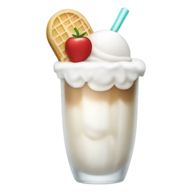 white soda float in a cocktail cup with circle  white ice cream sticker
