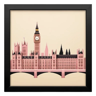 london in beige brown and pink tones sticker