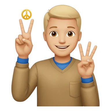 memoji face iphone: men, a solo hiker with happy face and a piece handsign sticker