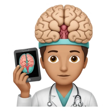 neurosurgeon holding a brain scan sticker