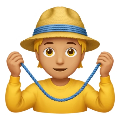 can you make a generic emoji of an individual (who works on a dock, but do not generate the dock itself) holding a rope neatly coiled in their hands? I do not want an emoji of a human person. Can it be a yellow emoji of a circular head like the original emojis? sticker