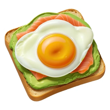 avocado toast with salmon and eggs, under green cream  sticker