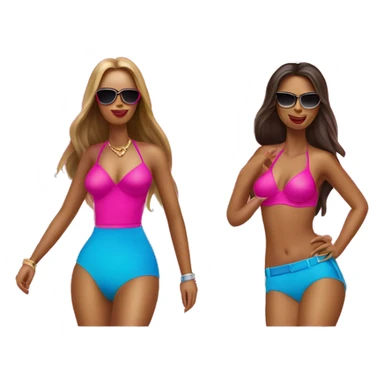 two women in bikinis with 6 inch hot pink heels and birkin bags sticker