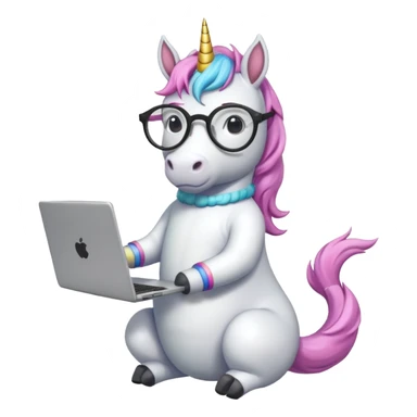Unicorns holding laptop book
A full body of scholar unicorn wearing round glasses, holding a laptop. sticker