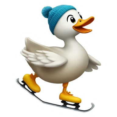Duck ice skating sticker