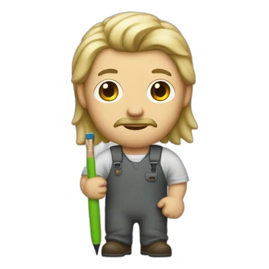 Man painter with a mid long withe hair with no moustache and with a pen in his hand sticker