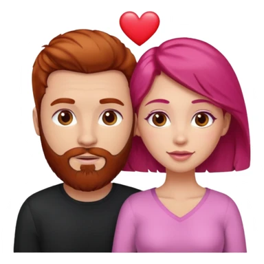 👩🏼‍❤️‍👨🏽 Something like this, but make the guy more lighter and give the girl a bit more red hair like ginger style make the guy have dark brown hair, same with the beard and add her in the middle top don’t forget the pink heart in the middle above us sticker