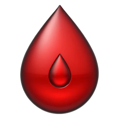 single blood drop emoji sculpted from dark liquid metal, glossy surface, dramatic reflections, futuristic minimal 3D style, isolated on white sticker