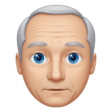 Middle aged man with receding grey hair and no beard, blue eyes sticker