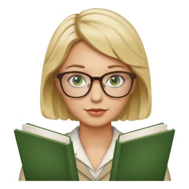 librarian teacher with short wavy blonde hair and green eyes sticker