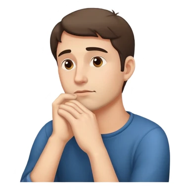 pensive man, looking away, hand supporting chin sticker