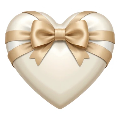 white heart with beige bow at the bottom sticker