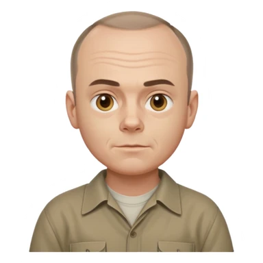 Carl from Sling Blade, full body, 3/4 angle, detailed facial features, Apple-style emoji sticker