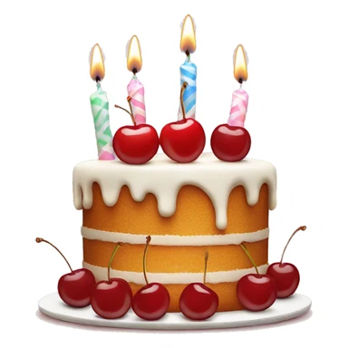 birthday cake with candles and cherries  sticker