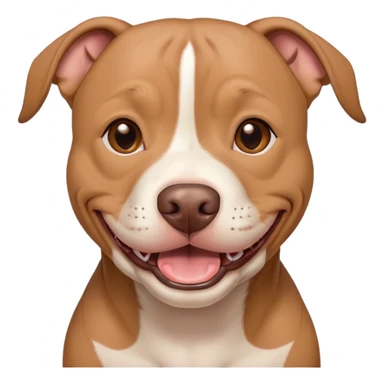 light brown american pitbull terrier, smiling, without white spot sticker