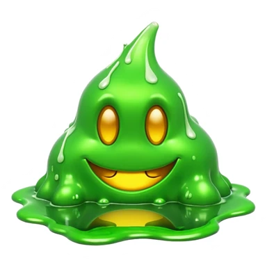 3D render of Green Ooze Puddle, toxic waste aesthetic, neon green bubbling liquid, caution yellow metal, industrial warning texture, Apple emoji style, isolated on white background --v 6.0 sticker