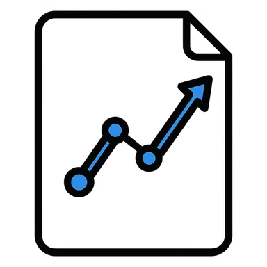 sheet of paper with a blue upward-trending stock chart line, clean icon style sticker