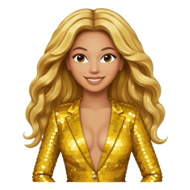 Beyonce from Destiny's Child with long golden blonde hair, yellow sequin outfit sticker