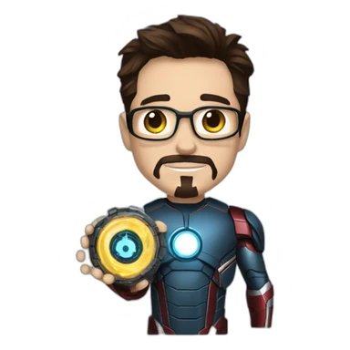 Tony stark with arc reactor in hand  sticker