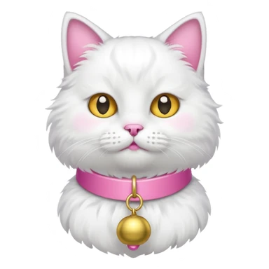 neko with bell pink coller white cat sticker