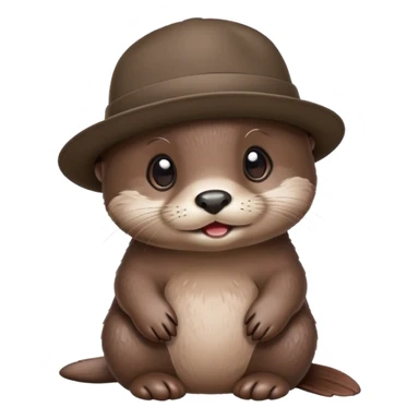 a baby otter wearing a hat sticker
