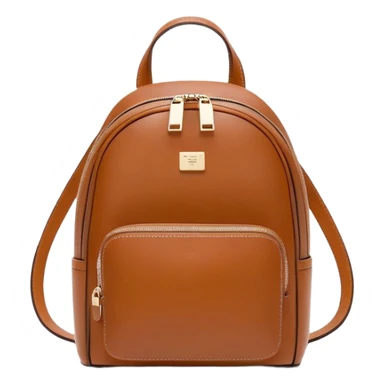 small cognac commuter leather backpack purse, women's, minimal aesthetic, plain, fashionable sticker