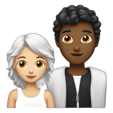 Un jeune homme noir avec une jeune femme blanche qui font des bisous sticker