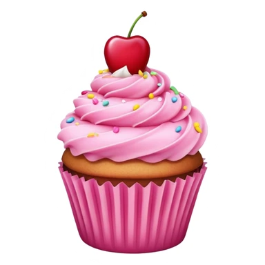 cupcake with pink icing, sprinkles and cherry on top sticker