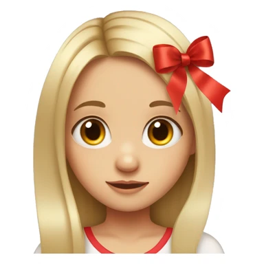 little girl with autism and a red ribbon in her long hair with big eyelashes sticker