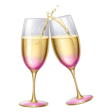 Girly aesthetic two Champagne glass clink with sparkle  sticker