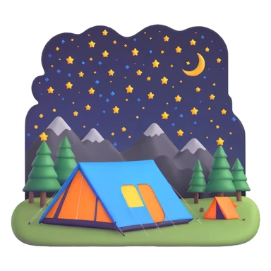 camping tent with starry night sky sticker