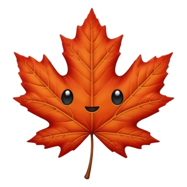 emoji, feuille d'érable couleur vermeille, deux yeux ronds noirs brillants sticker