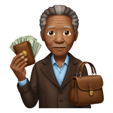 morgan freeman holding money bag sticker