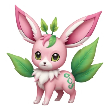 Rosy floral romantic cute kawaii Ivy-Eevee-Sylveon-Celebi-Leafeon-Pokémon-Digimon-Fakémon-hybrid-fusion-creature sticker