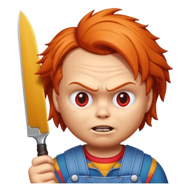 Un emojin de chuky effrayant avec un couteau à la main  sticker