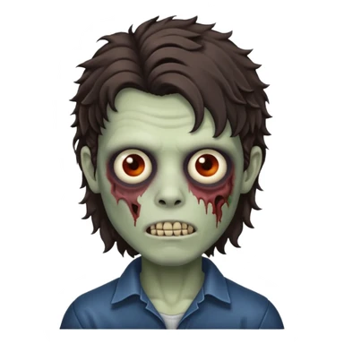 curly dark dark brown mullet haired zombie boy sticker