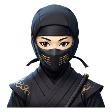 Clash of Clans aesthetic: Beautiful and Majestic Ninja Portrait Emoji, Rendered in serene poise with a gentle, confident smile and a refined masked visage, showcasing a sleek, artfully poised figure exuding calm and determined elegance in natural skin tone, Simplified yet exquisitely endearing features, highly detailed, glowing with a soft, drowsy nocturnal light, high shine, relaxed and utterly noble, stylized with an air of timeless stealth, soft glowing outline, capturing the essence of a majestic ninja whose graceful presence inspires epic covert adventures! sticker