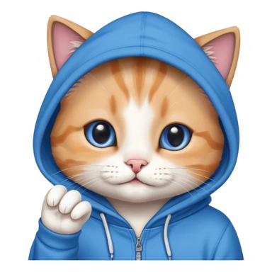 cute cat wearing hoodie saying hi sticker