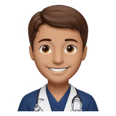 doctor hombre con uniforme azul oscuro cabello marron sticker