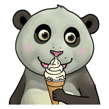 Panda monkey eating ice cream sticker