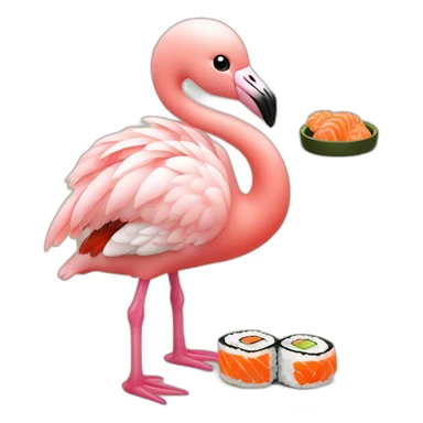 Cute Baby flamingo eating sushi sticker