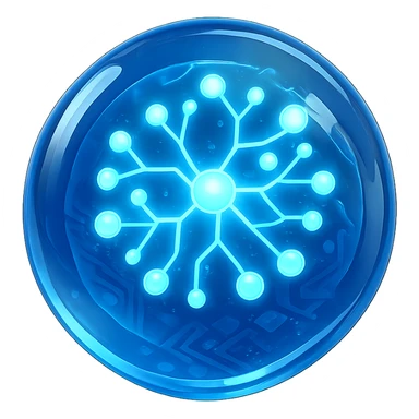 glowing neural network sphere, digital style, glossy circuit sticker