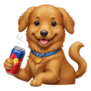 Un chien qui tien une redbull dans sa main droite sticker