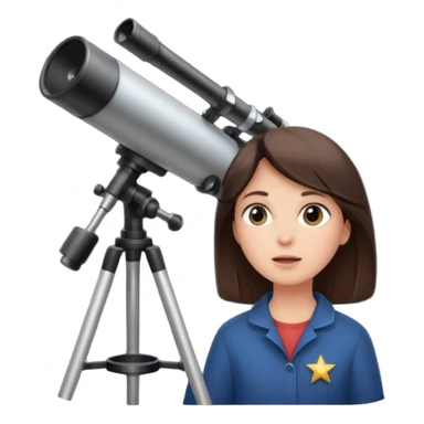 brunette person stargazing with a telescope sticker
