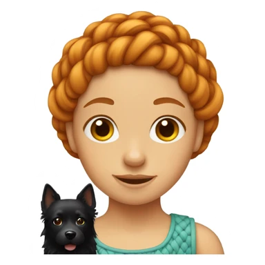 Ginger girl w braided hair and BLACK spitz sticker