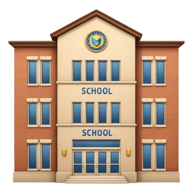 school building with a name school on the top of it sticker