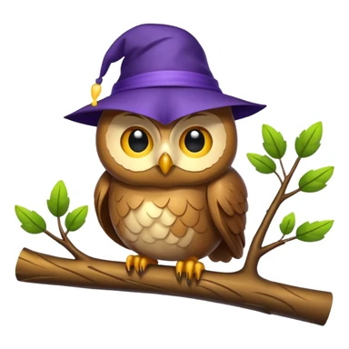 owl in nightcap sleeping on glowing branch sticker