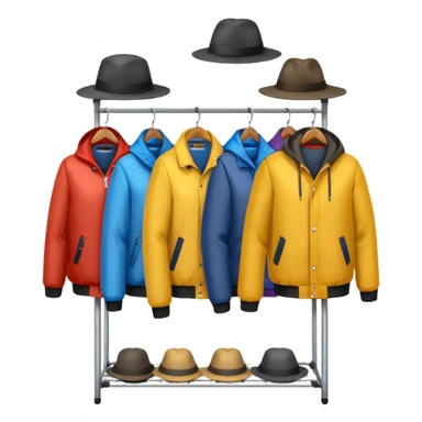 clothing rack with jackets and hats sticker