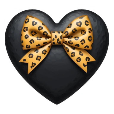 black heart with cheetah bow wrapped around it  sticker